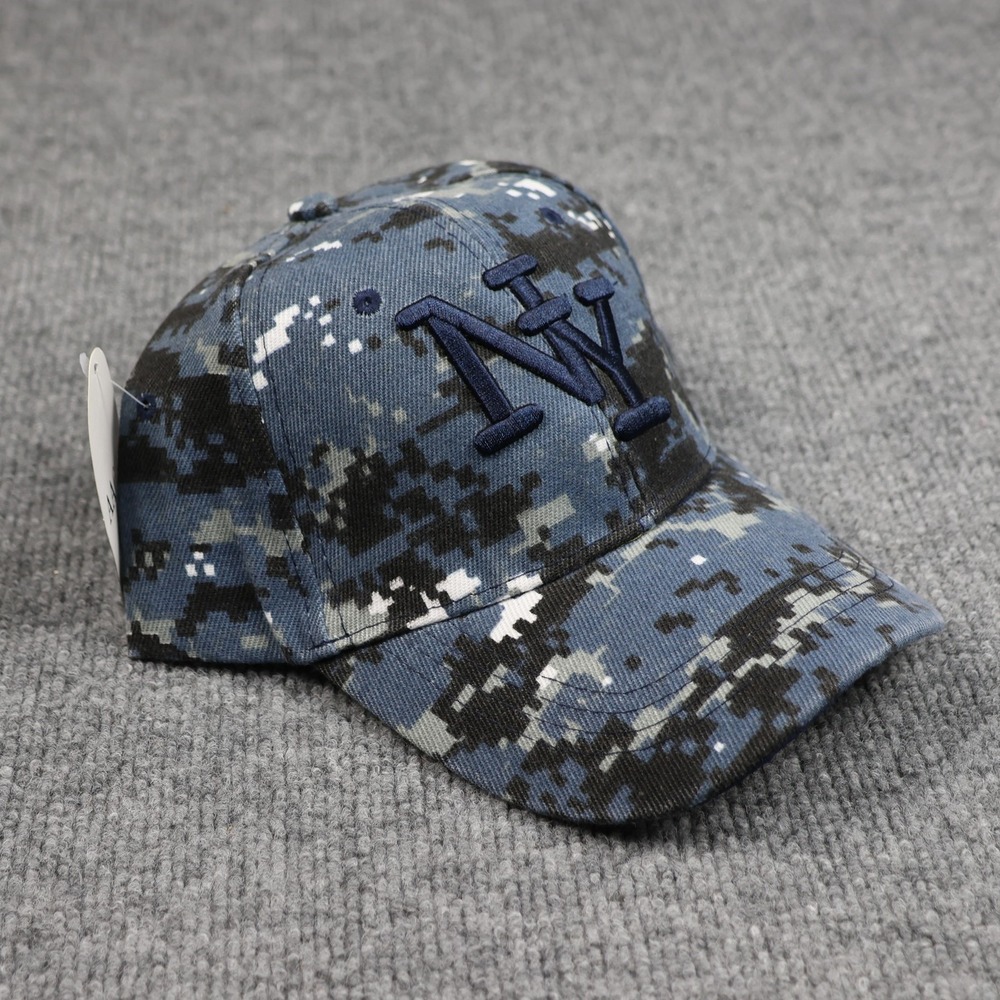 New York Yankees Hat Cap Strap Back Mens Blue Camo MLB Baseball Embroidered